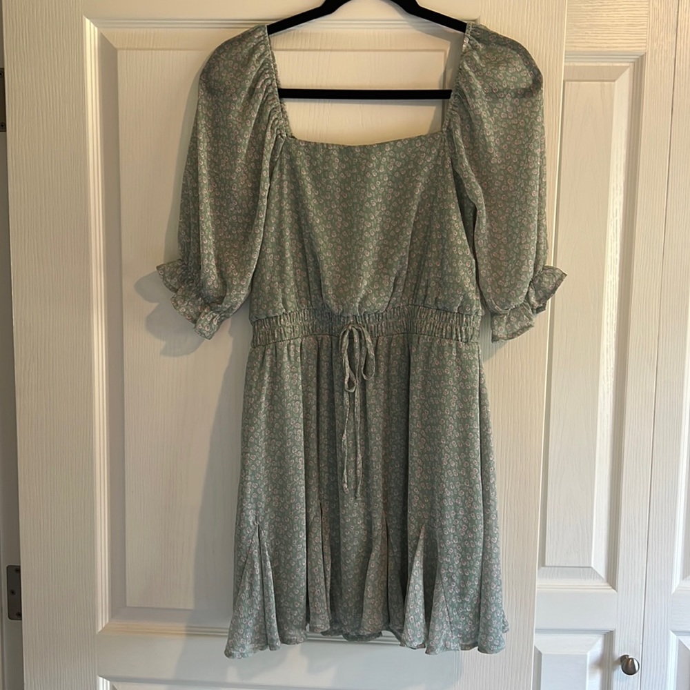 Floral Green Mini Dress Size Medium